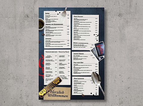 Klassische Werbung: Menükarte für Restaurant Franx / 2018