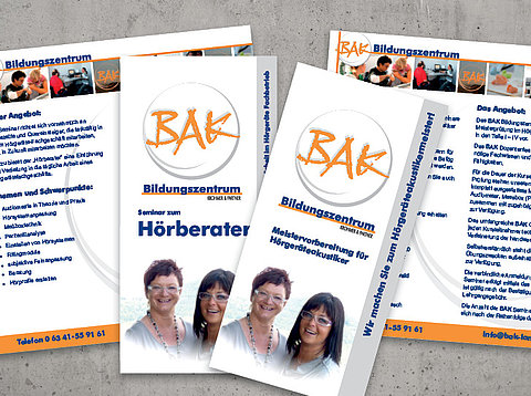 Broschüren: Image- und Informationsflyer für die Meisterschule „Bildungszentrum Krohmer und Partner“ aus Landau / 2013