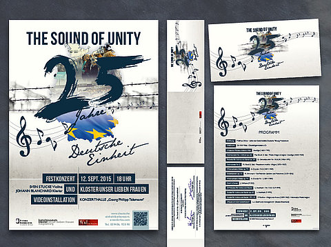 Klassische Werbung: Einladungsflyer und Plakate für „The Sound of Unity” / 2015